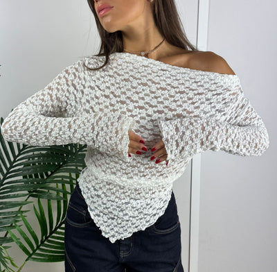 Maglia Kiss in pizzo con maniche lunghe