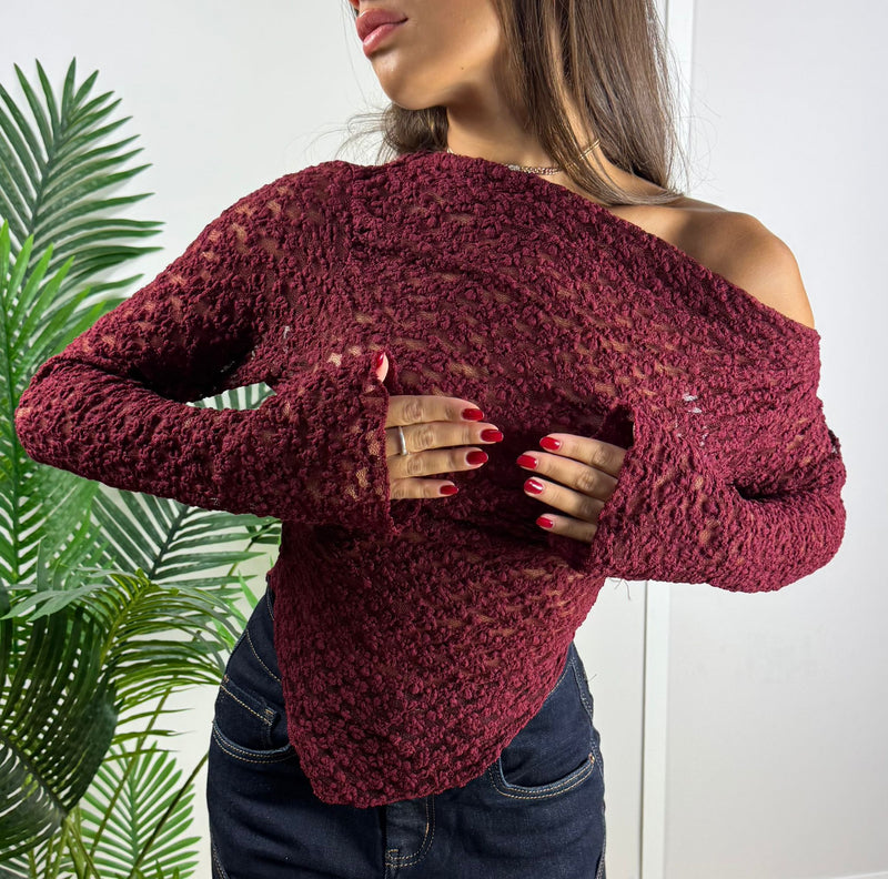 Maglia Kiss in pizzo con maniche lunghe