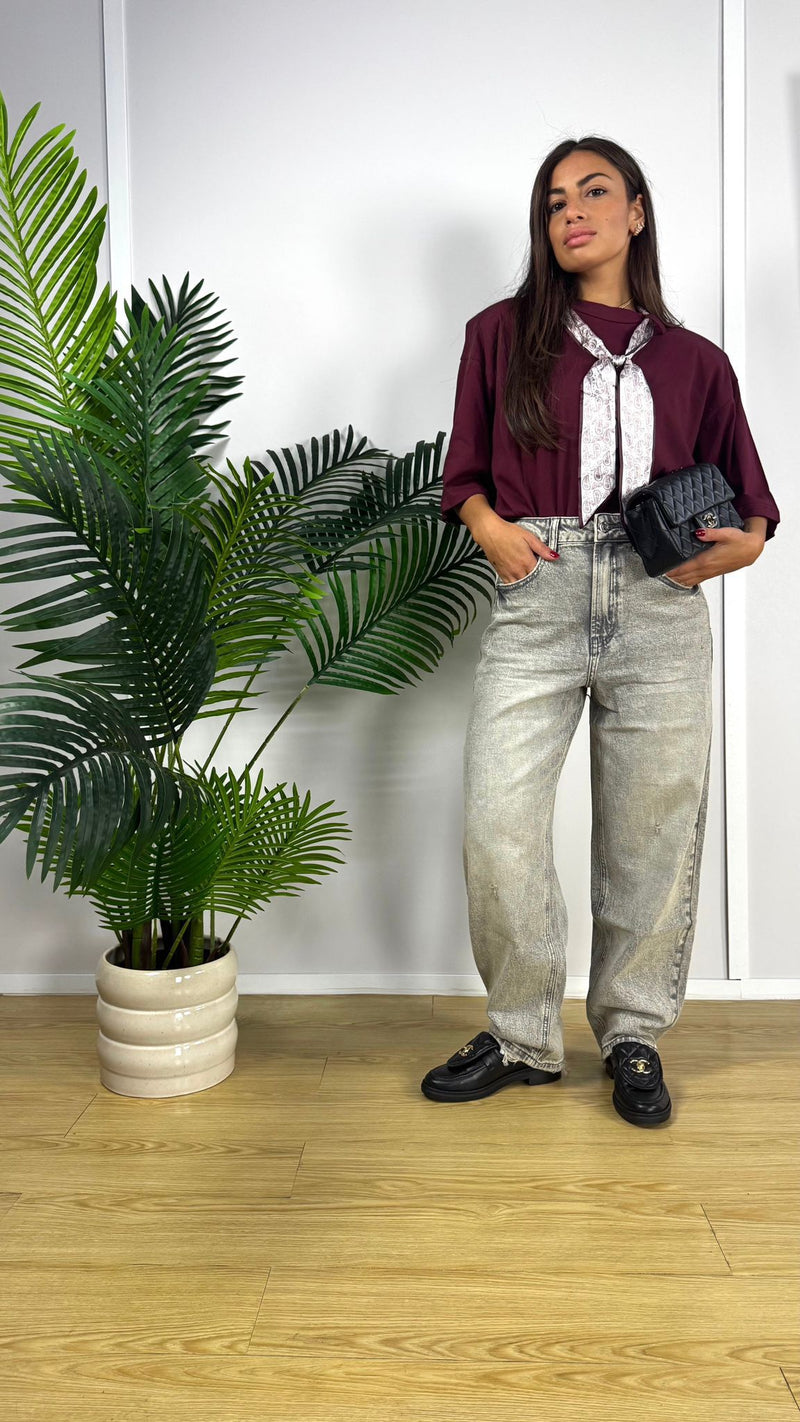 Jeans grigio wide leg