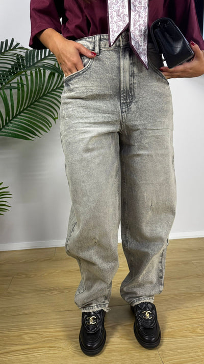 Jeans grigio wide leg